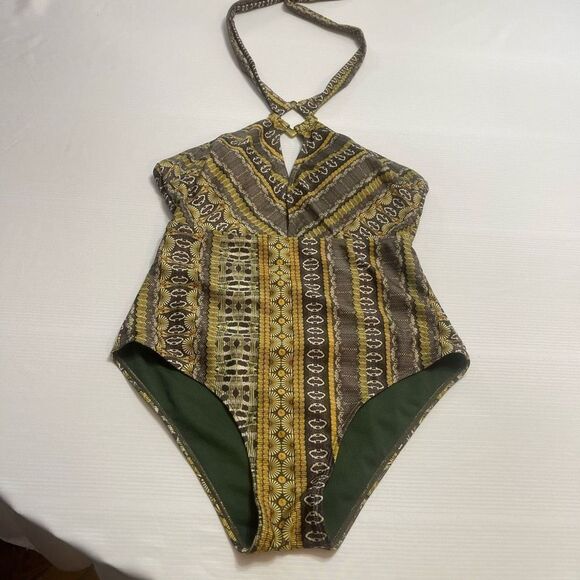 Nicole Miller One Piece Halter Neck Keyhole Bathing Suit Swimsuit Size Medium - Picture 1 of 9